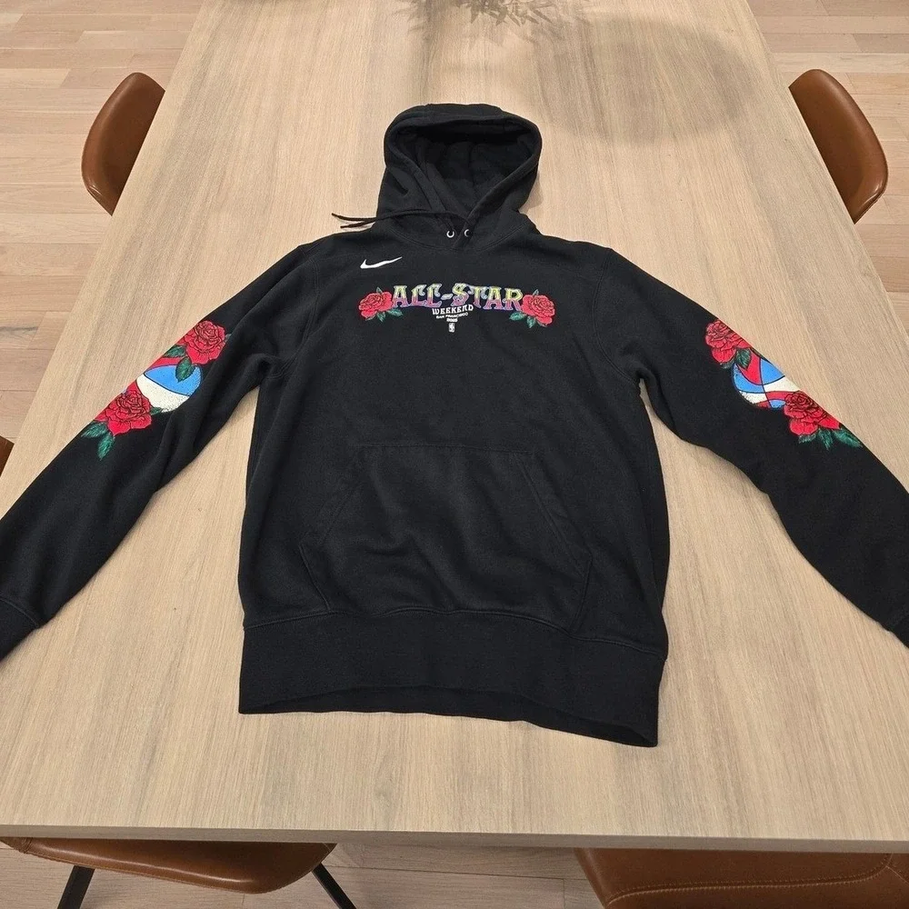 Nike NBA All-Star Weekend 2025 San Francisco Hoodie Black Mens Rose Graphic Sz S